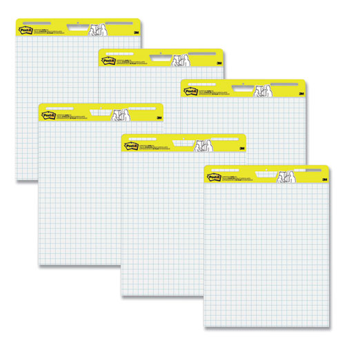 Vertical-Orientation Self-Stick Easel Pads, Quadrille Rule (1 sq/in), 25 x 30, White, 30 Sheets, 6/Pack