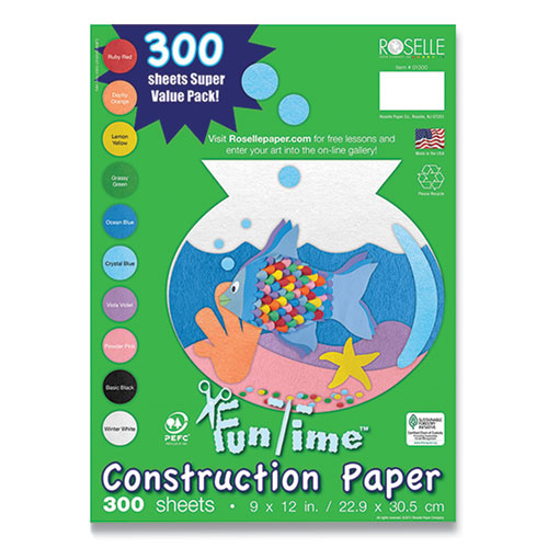 SunWorks Construction Paper, 50 lb Text Weight, 12 x 18, Bright Blue,  50/Pack - Zerbee