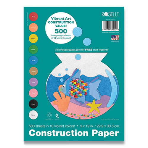 Universal Construction Paper, 76lb, 9 x 12, Assorted, 200/Pack
