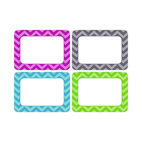 Image of All Grade Self-Adhesive Name Tags, 3.5 x 2.5, Chevron Border Design, Assorted Colors, 36/Pack