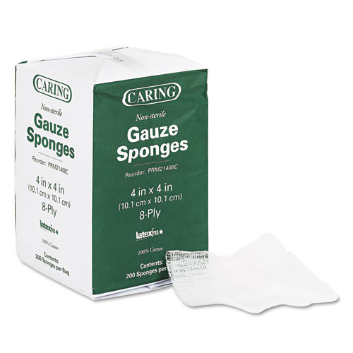 Image of Caring Woven Gauze Sponges, Non-Sterile, 8-Ply, 4 x 4, 200/Pack