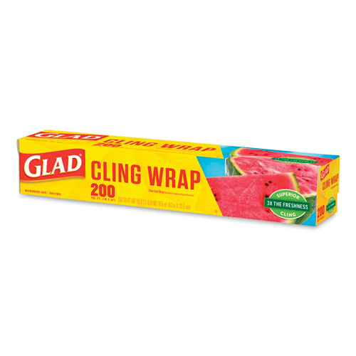 Image of ClingWrap Plastic Wrap, 200 Square Foot Roll, Clear, 12 Rolls/Carton