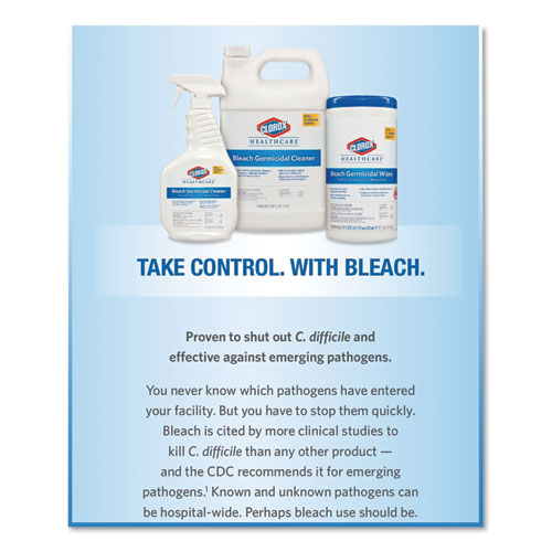 Bleach Germicidal Wipes, 6 x 5, Unscented, 150/Canister, 6 Canisters/Carton