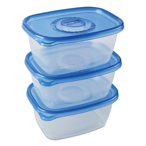 Glad® Deep Dish Food Storage Containers, 64 oz, Plastic, 3/Pack