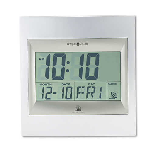 TechTime II Radio-Controlled LCD Wall or Table Alarm Clock, 8.75 x 9.25, Silver/Titanium Case, 1 AA (sold separately)