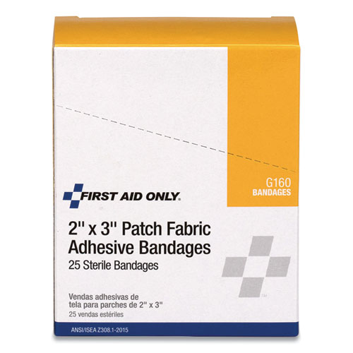 Image of First Aid Only™ Heavy Woven Adhesive Bandages, Strip, 2 X 3, 25/Box