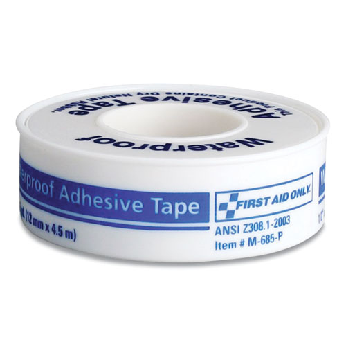 Waterproof-Adhesive Medical Tape with Dispenser, Acrylic, 1" x 15 ft, White