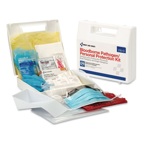 Image of First Aid Only™ Bloodborne Pathogen Spill Clean Up Kit With Cpr Pack, 31 Pieces, Plastic Case