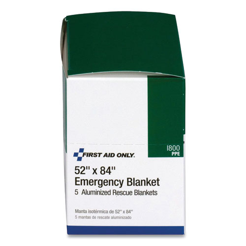 Aluminized Emergency Blanket, 52" x 84", 5/Box