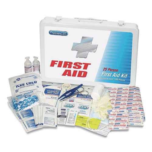 Physicianscare® By First Aid Only® First Aid Kit For Up To 25 People, 125 Pieces, Metal Case