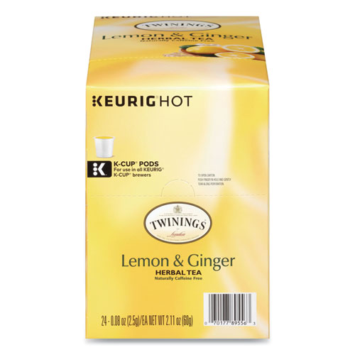 Tea K-Cups, Lemon Ginger, 0.11 oz K-Cups, 24/Box