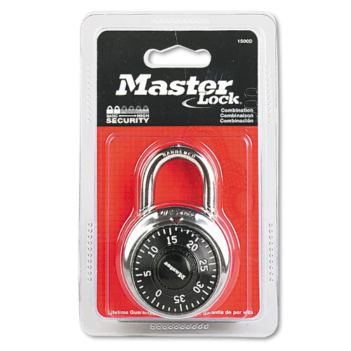 Combination Lock, Stainless Steel, 1 7/8 Wide, Black Dial