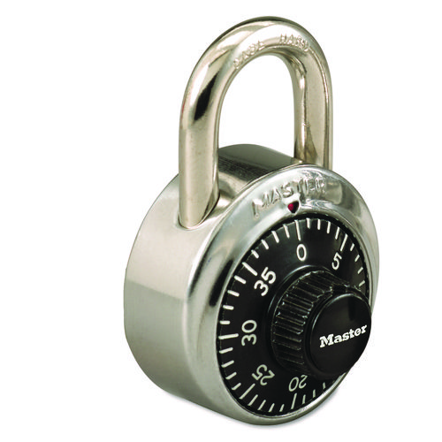 Image of Master Lock® Combination Stainless Steel Padlock With Key Cylinder, 1.87" Wide, Black/Silver