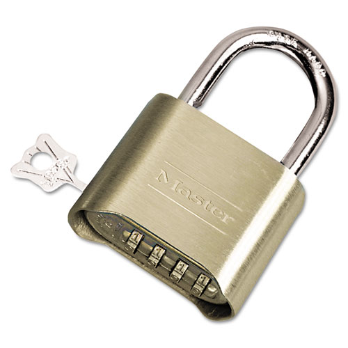 Master Lock® Resettable Combination Padlock, 2" Wide, Brass