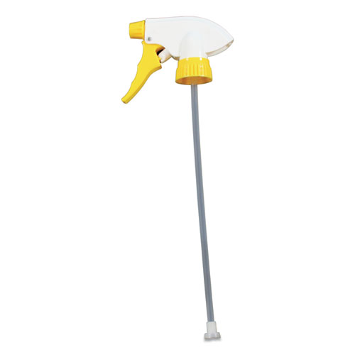 Impact® Chemical Resistant Trigger Sprayer, 9.88" Tube, Fits 32 Oz Bottles, Yellow/White, 24/Carton