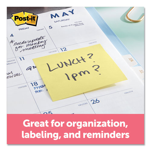 Image of Post-It® Notes Original Pads In Canary Yellow, 3" X 3", 100 Sheets/Pad, 12 Pads/Pack