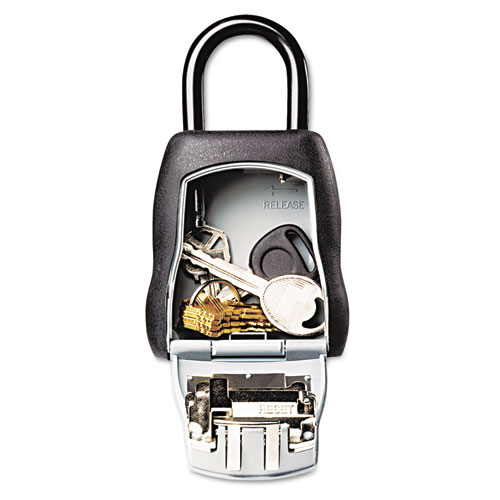 Image of Master Lock® Locking Combination 5 Key Steel Box, 3.25" Wide, Black/Silver