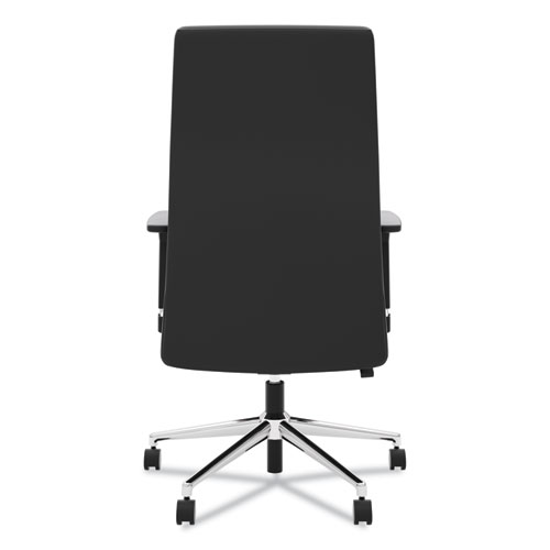 Define Executive High-Back Leather Chair, Supports 250 lb, 17" to 21" Seat Height, Black Seat/Back, Polished Chrome Base
