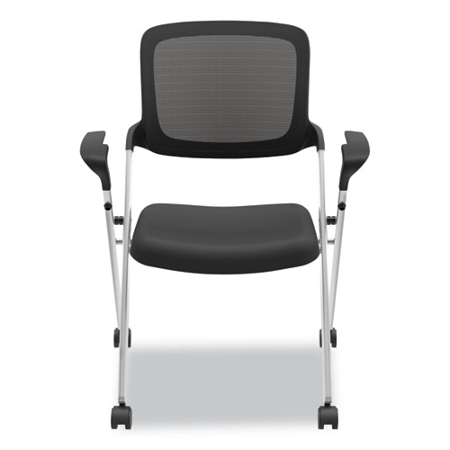 Image of Hon® Vl314 Mesh Back Nesting Chair, Supports Up To 250 Lb, 19" Seat Height, Black Seat, Black Back, Silver Base