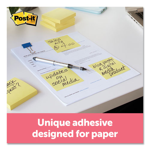 Image of Post-It® Notes Original Pads In Canary Yellow, Value Pack, 3" X 3", 100 Sheets/Pad, 24 Pads/Pack