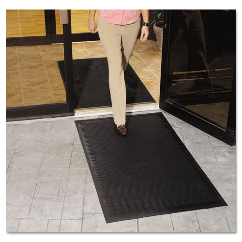 Clean Step Outdoor Rubber Scraper Mat, Polypropylene, 36 x 60, Black