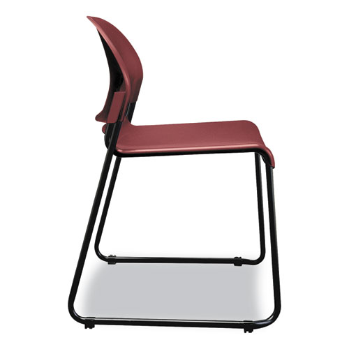 Image of Hon® Gueststacker High Density Chairs, Supports 300 Lb, 17.5" Seat Height, Mulberry Seat, Mulberry Back, Black Base, 4/Carton