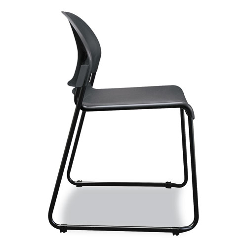 GuestStacker High Density Chairs, Supports Up to 300 lb, 17.5" Seat Height, Lava Seat, Lava Back, Black Base, 4/Carton