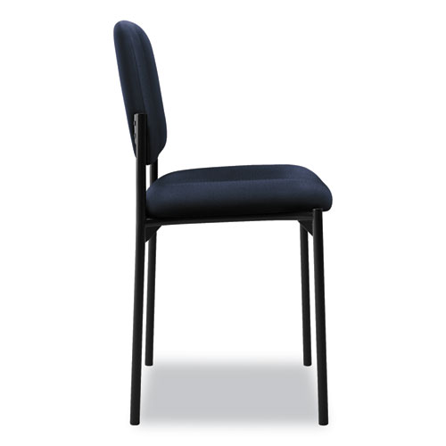 Image of Hon® Vl606 Stacking Guest Chair Without Arms, Fabric Upholstery, 21.25" X 21" X 32.75", Navy Seat, Navy Back, Black Base