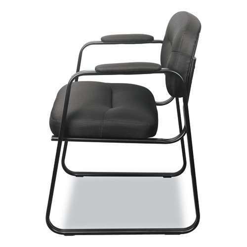 Image of Hon® Hvl653 Softhread Bonded Leather Guest Chair, 22.25" X 23" X 32", Black Seat, Black Back, Black Base