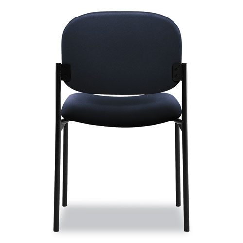 Image of Hon® Vl606 Stacking Guest Chair Without Arms, Fabric Upholstery, 21.25" X 21" X 32.75", Navy Seat, Navy Back, Black Base