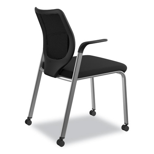 Image of Hon® Nucleus Series Multipurpose Stacking Chair With Ilira-Stretch M4 Back, Supports Up To 300 Lb, Black Seat/Back, Platinum Base