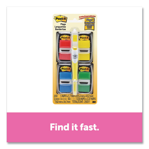 Page Flag Value Pack, Assorted, 200 1" Flags + Highlighter with 50 1/2" Flags