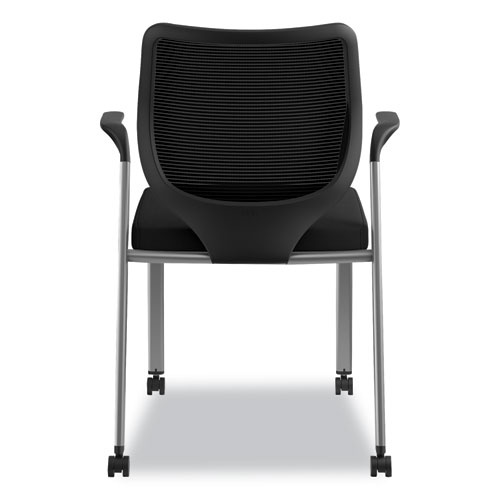 Image of Hon® Nucleus Series Multipurpose Stacking Chair With Ilira-Stretch M4 Back, Supports Up To 300 Lb, Black Seat/Back, Platinum Base