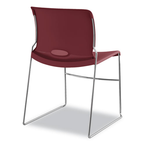 Olson Stacker High Density Chair, Supports 300 lb, 17.75" Seat Height, Mulberry Seat, Mulberry Back, Chrome Base, 4/Carton