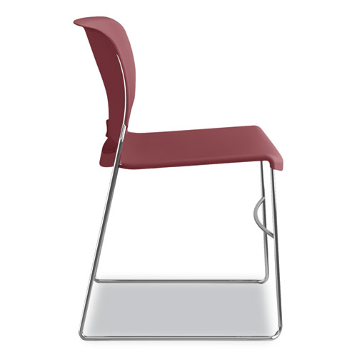 Image of Hon® Olson Stacker High Density Chair, Supports 300 Lb, 17.75" Seat Height, Mulberry Seat, Mulberry Back, Chrome Base, 4/Carton