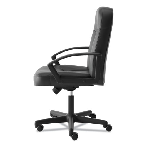 Image of Hon® Hvl601 Series Executive High-Back Leather Chair, Supports Up To 250 Lb, 17.44" To 20.94" Seat Height, Black
