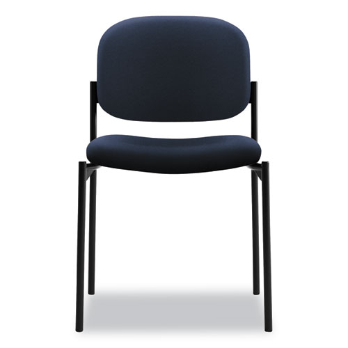 VL606 Stacking Guest Chair without Arms, Fabric Upholstery, 21.25" x 21" x 32.75", Navy Seat, Navy Back, Black Base