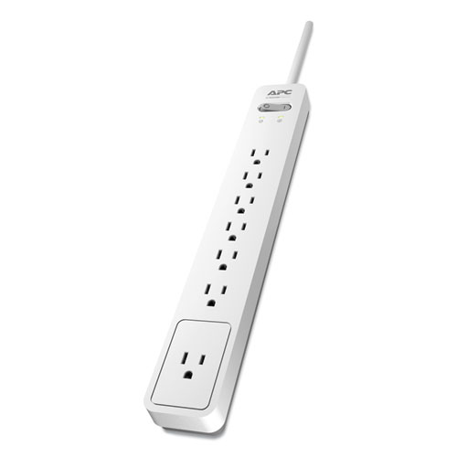 Essential SurgeArrest Surge Protector, 7 AC Outlets, 6 ft Cord, 1440 J, White/Gray