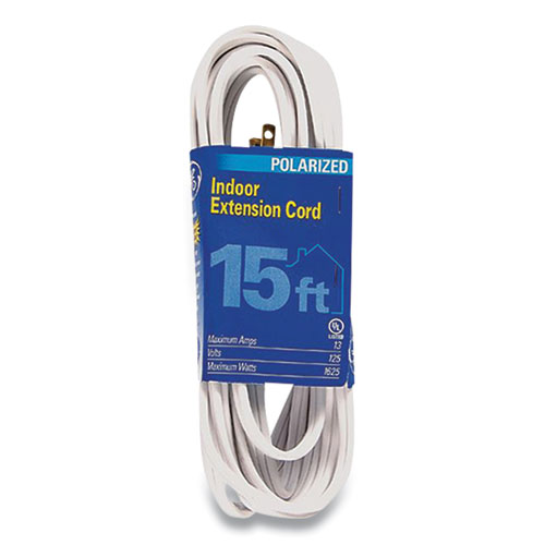 Indoor Extension Cord, 15 ft, 13 A, White
