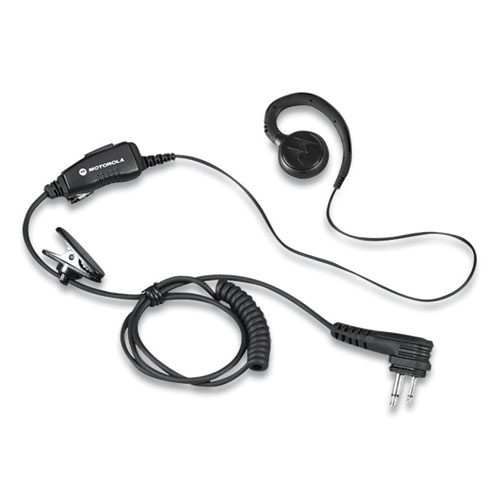 Swivel Monaural Over The Ear Earpiece with In-Line Microphone and Push-To-Talk, Black