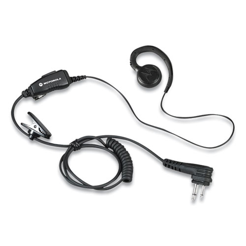 Image of Swivel Monaural Over The Ear Earpiece with In-Line Microphone and Push-To-Talk, Black