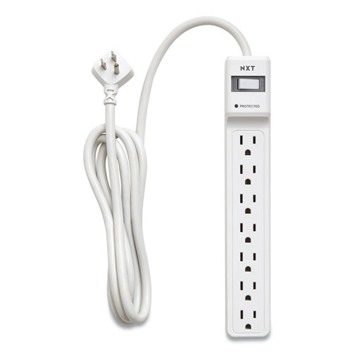 Surge Protector, 7 AC Outlets, 6 ft Cord, 1200 J, White