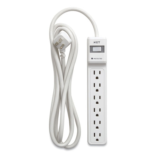 Image of Surge Protector, 6 AC Outlets, 8 ft Cord, 900 J, White