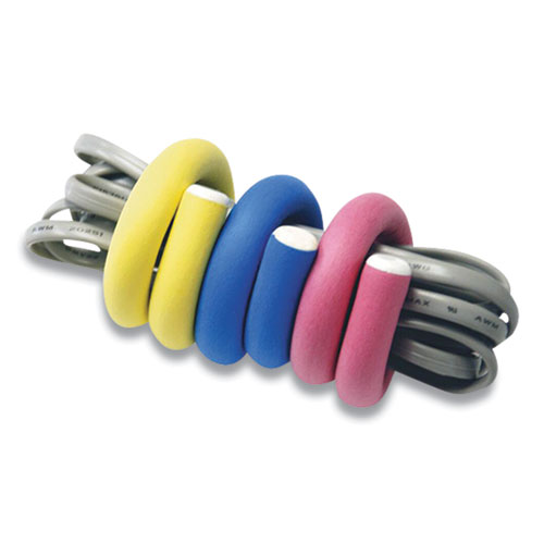 Flexi Ties Cushioned Cable Ties, 0.4" x 5", Assorted Colors, 8/Pack