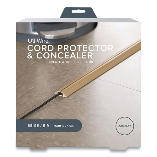 Image of Ut Wire® Compact Cord Protector And Concealer, 1.6" X 5 Ft, Beige