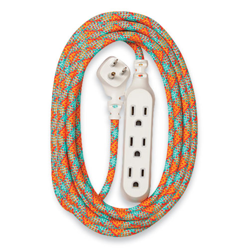 Habitat Accent Collection Braided AC Extension Cord, 8 ft, 13 A, Poppy Fields
