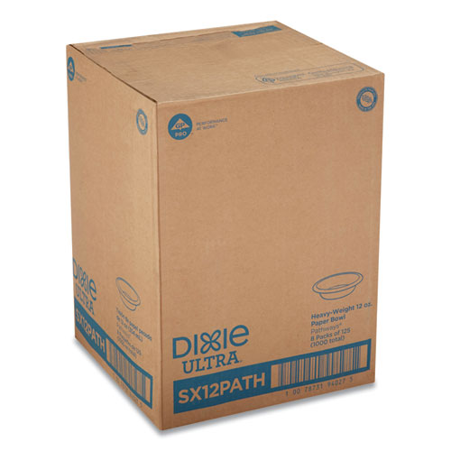 Image of Dixie® Pathways Heavyweight Paper Bowls, 12 Oz, Green/Burgundy, 1,000/Carton