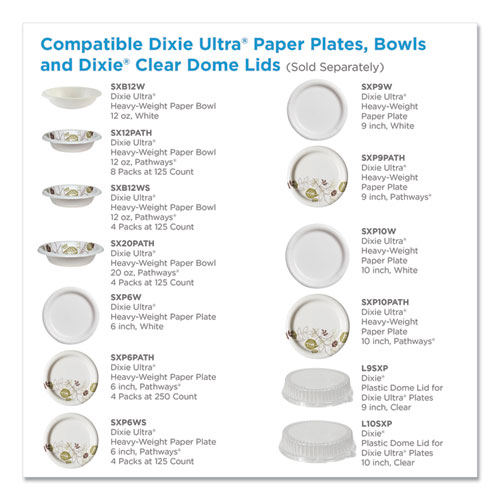 Image of Dixie® Pathways Soak Proof Shield Heavyweight Paper Plates, Wisesize, 8.5" Dia, Green/Burgundy, 500/Carton