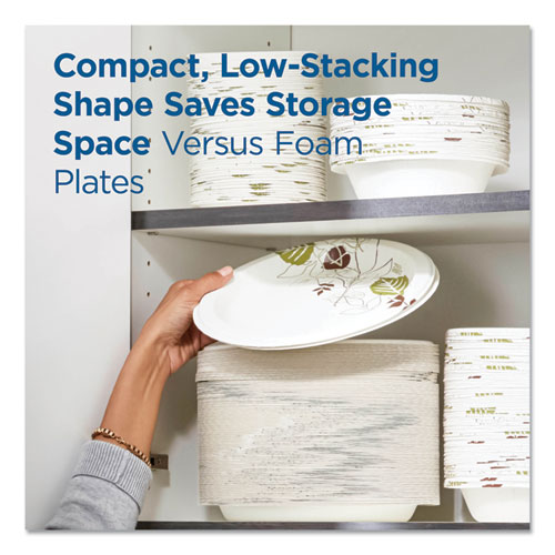 Image of Pathways Soak Proof Shield Heavyweight Paper Plates, WiseSize, 8.5" dia, Green/Burgundy, 500/Carton