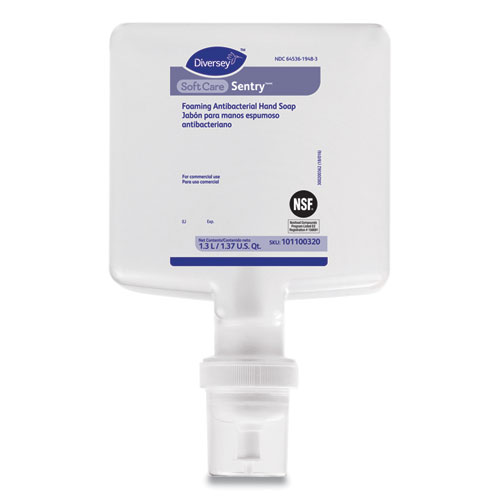 Image of Soft Care Sentry Foaming Antibacterial Hand Soap, Fragrance-Free, 1.3 L Cartridge Refill, 6/Carton